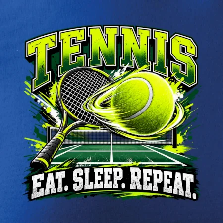 Tenisová raketa a míček eat sleep repeat