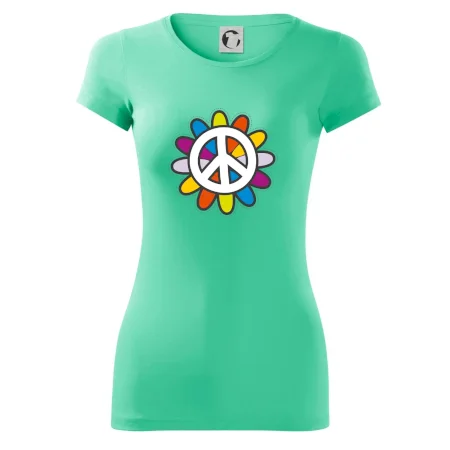 Peace symbol s kreslenou kvetinou