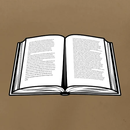 Kniha čiernobiela otvorená s textom