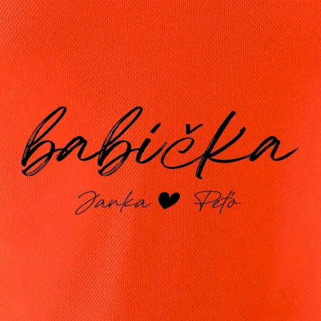 Babička Tričko s menami detí písacie písmo