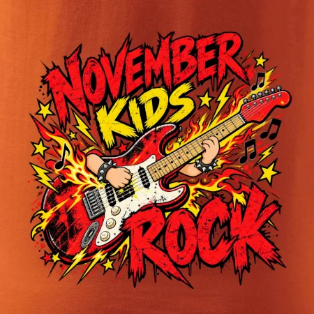 Rocková novembrová gitara s detskými rukami