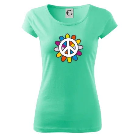 Peace symbol s kreslenou kvetinou