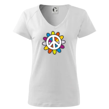 Peace symbol s kreslenou kvetinou