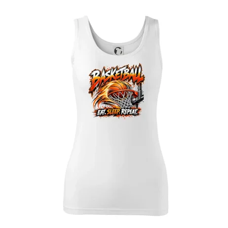 Basketbalový kôš s loptou eat sleep repeat