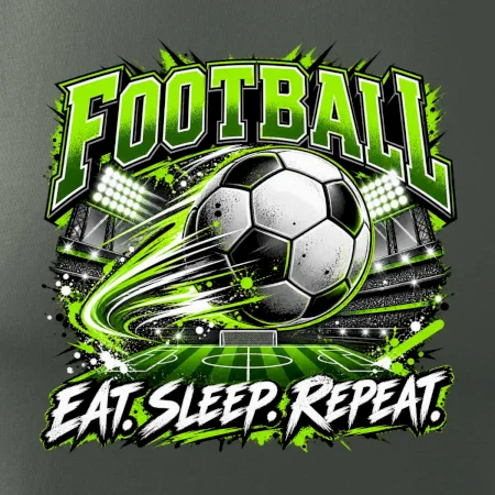 Futbalová lopta a štadión eat sleep repeat