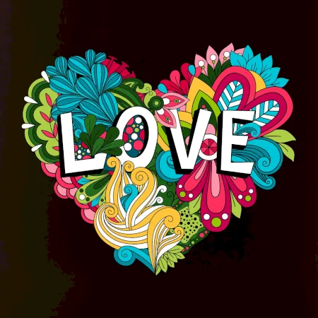 Love nápis květovaný