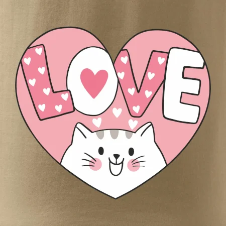 Mačka love - ružové srdce