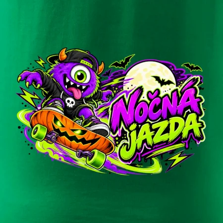 Nočná jazda - fialová príšerka na skateboarde