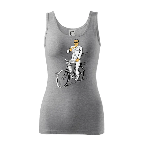 Gentleman na bicykli s pivom