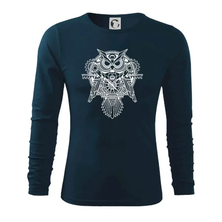 Steampunk sova čiernobiela