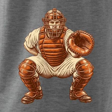 Baseballový catcher retro rytina