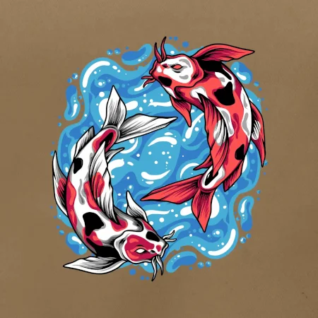 Yin & Yang Koi kapor - červený