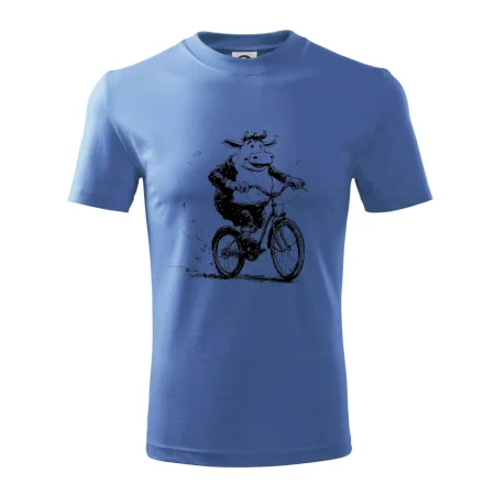 Tučná krava na bicykli