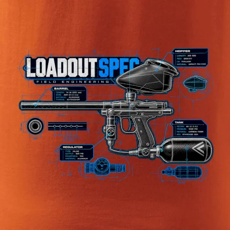 Technický výkres výstroja pre paintball
