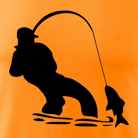 Rybár ťahajúce rybu