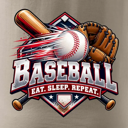 Baseballová pálka s rukavicou eat sleep repeat