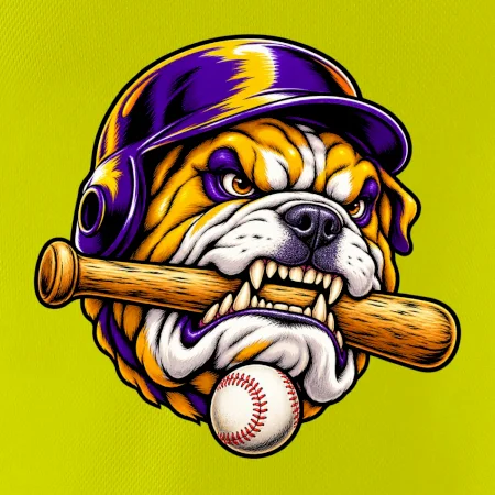 Baseballový buldok s pálkou