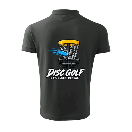 Discgolfový kôš s letiacim diskom eat sleep repeat