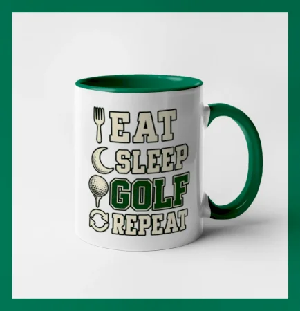 Eat sleep golf repeat typografie