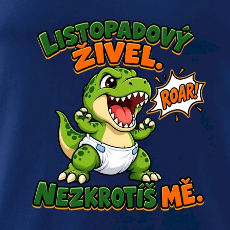 Novembrový živel zelený dinosaurus rex v plienke