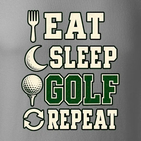 Eat sleep golf repeat typografie