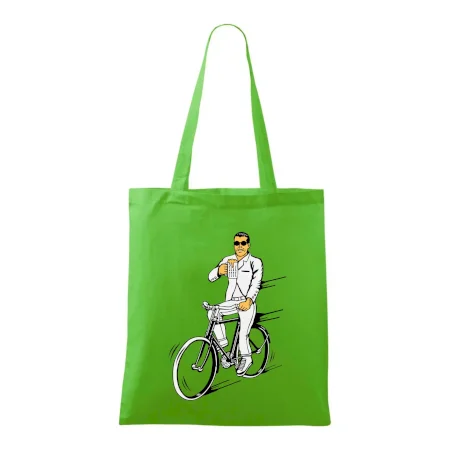 Gentleman na bicykli s pivom