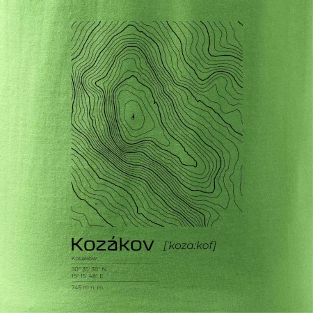 Kozákov - vrstevnice v obdĺžniku