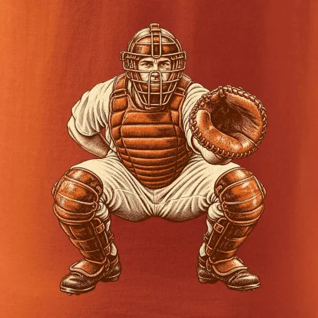 Baseballový catcher retro rytina