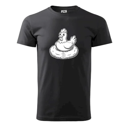 Kurča sediace na bitcoinovom hniezde