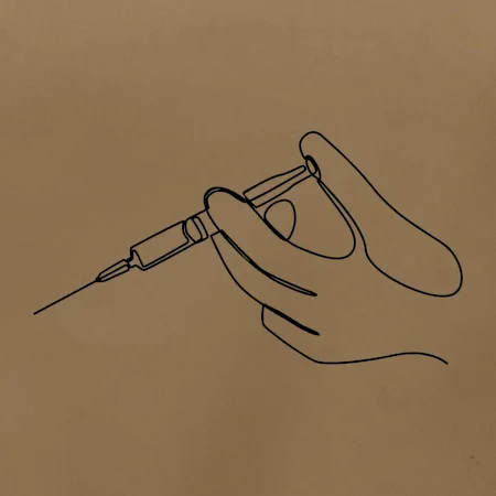 Ruka a injekcia jedným ťahom