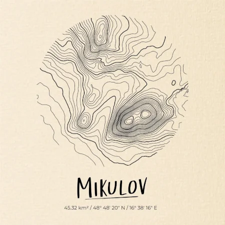 Mikulov - vrstevnice v kruhu
