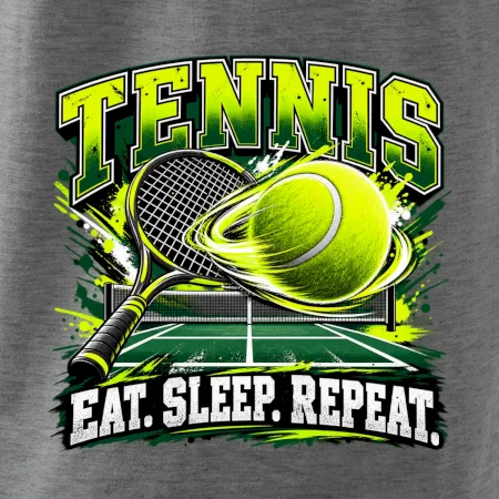 Tenisová raketa a míček eat sleep repeat