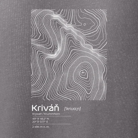 Kriváň - vrstevnice v obdĺžniku
