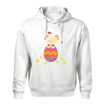 Sliepka sediaca na veľkonočnom vajci