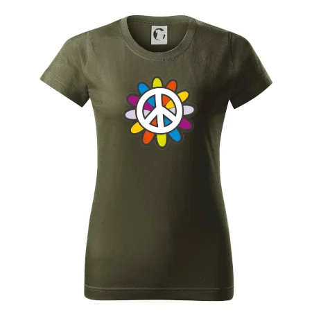 Peace symbol s kreslenou kvetinou