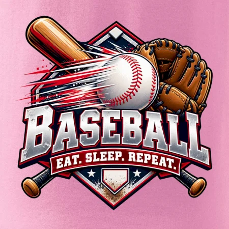 Baseballová pálka s rukavicou eat sleep repeat