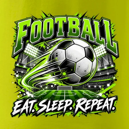 Futbalová lopta a štadión eat sleep repeat