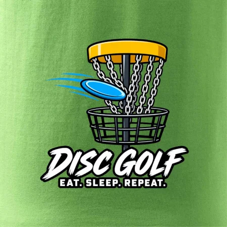Discgolfový kôš s letiacim diskom eat sleep repeat