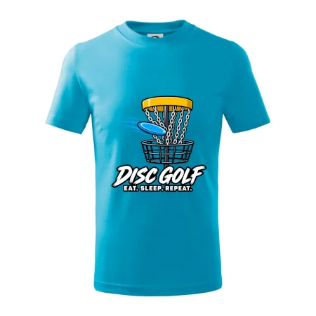 Discgolfový kôš s letiacim diskom eat sleep repeat