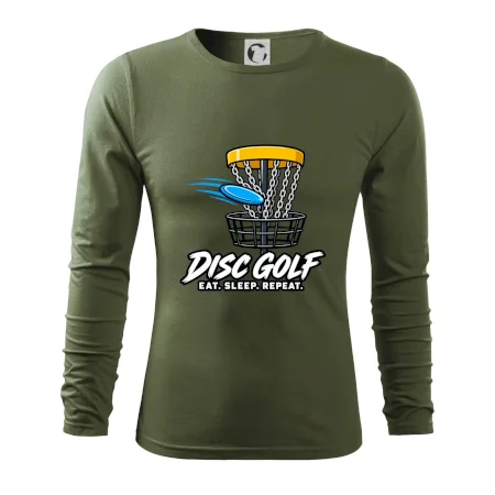 Discgolfový kôš s letiacim diskom eat sleep repeat