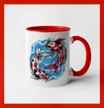 Yin & Yang Koi kapor - červený