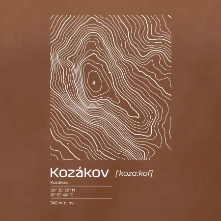 Kozákov - vrstevnice v obdĺžniku