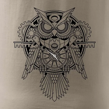 Steampunk sova čiernobiela