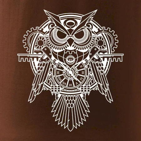 Steampunk sova čiernobiela