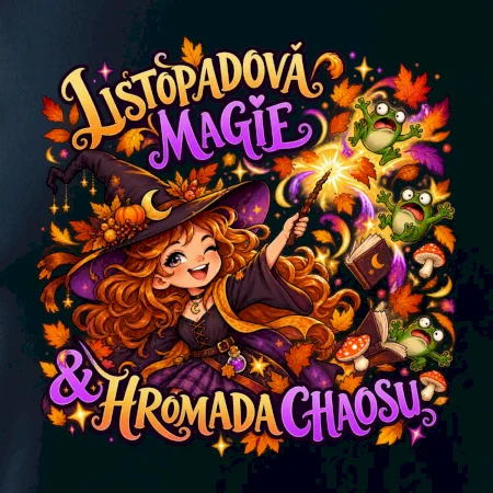 Listopadová čarodějka kouzlí podzimní žáby