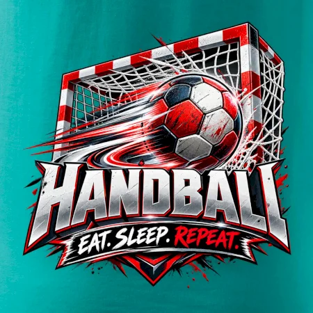 Hádzanárska lopta v bránke eat sleep repeat