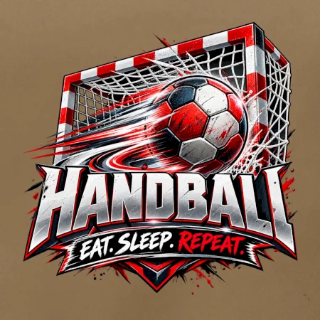 Hádzanárska lopta v bránke eat sleep repeat