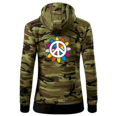Peace symbol s kreslenou kvetinou