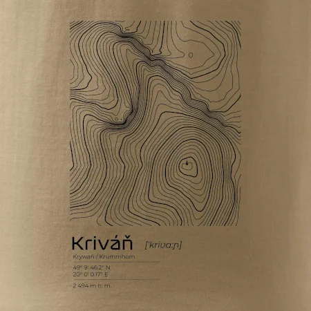 Kriváň - vrstevnice v obdĺžniku