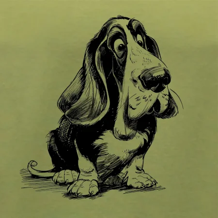 Čiernobiela karikatúra baset